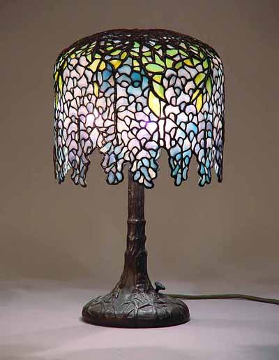 10" Wisteria leaded glass and bronze tiffany table Lamp