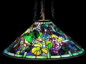 Tiffany hanging lamps, chandeliers.