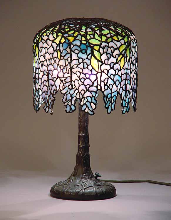 10"Wisteria Leaded Glass and Bronze Tiffany Lamp #349