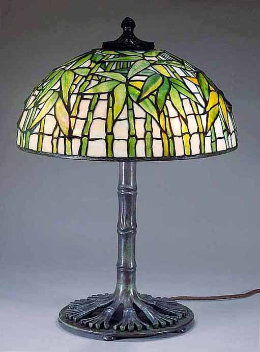 16" Bamboo Tiffany Lamp #1443 and Bronze Base #480