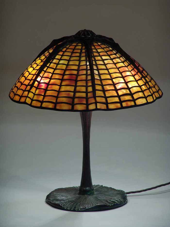 Tiffany leaded glass & Bronze lamp SPIDER AND WEB #1424