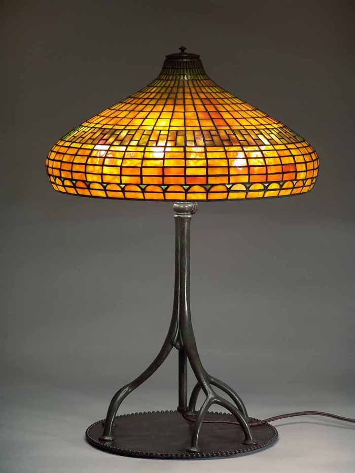 18 In Straight Lines leaded glass and bronze Tiffany Lamp No.1476
