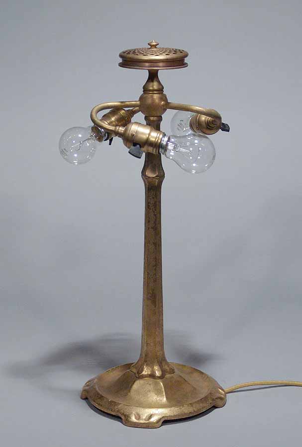 Bronze cast Tiffany table lamp base small Stick Gold dore'