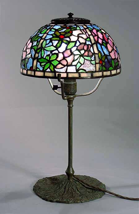 10" Azalea Tiffany Lamp #1404  & Wild Carrot  bronze cast lamp base