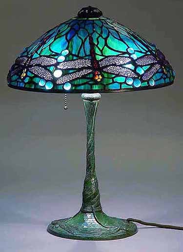 14" Dragonfly Tiffany Lamp Design of Tiffany Studios New York