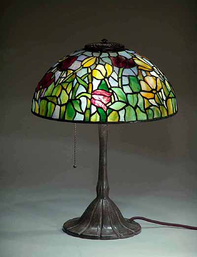 12" Tulip leaded glass Lamp Design of Tiffany Studios New York.