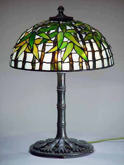 16" Black Bamboo Lamp Design of Tiffany Studios New York