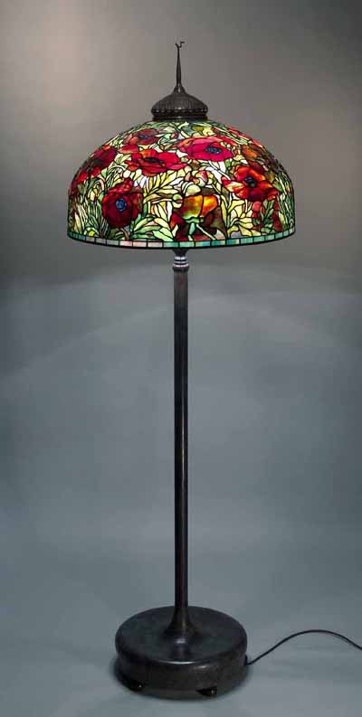 26" ORIENTAL POPPY TIFFANY FLOOR LAMP DSIGN OF TIFFANY STUDIOS