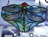 10" Dragonfly Tiffany leaded glass and bronze panel