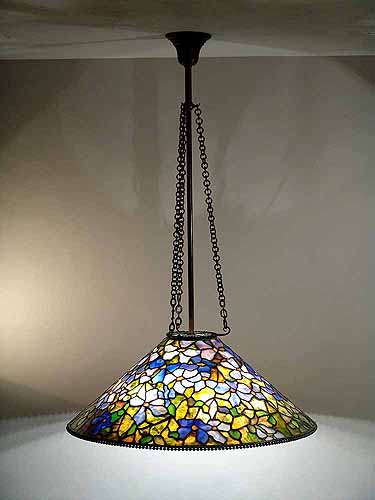 Clematis Cone Tiffany hanging lamp 28"