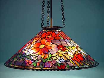 Clematis Cone Tiffany hanging lamp 28"