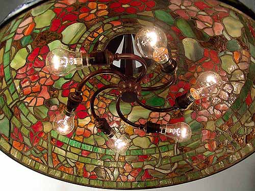 Tiffany studios pooltable hanging lamp