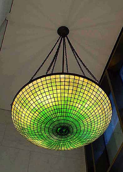 36" Parasol  leaded glass and bronze Tiffany Chandelier  (NEW YORK)