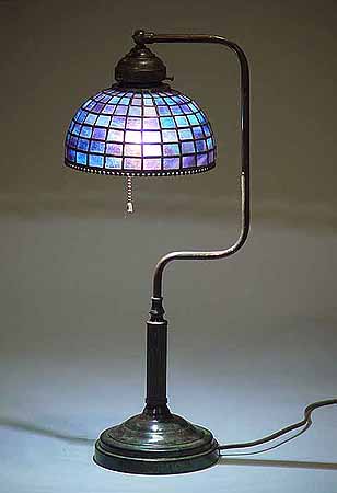 Blue leaded glass lamp shade