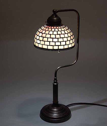 white- pink leaded glass lamp shade