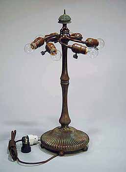 Tiffany Bronze lamp base #373 Ribbed with 6 Lamp Sockets