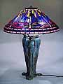 20" Dragonfly Tiffany lamp on a Wheat Mosik Urn