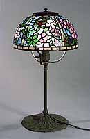 The 10" Azalea Lamp of Dr.Grotepass-Studios. Tiffany Lamps and Bronze Lamp Bases. Stained glass Designs of Tiffany Studios New York : Leaded glass Lamps, Lamp fixtures and Tiffany Bronze Items, Table lamps, Desk lamps, Floor lamps, Ceiling lamps, Hanging lamps