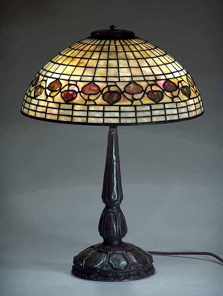 16" Acorn Tiffany lamp on Mock Turtle bronze lamp base