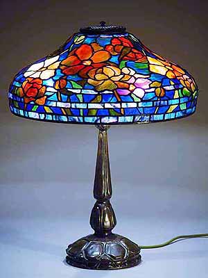 18" Peony leaded GlassTiffany Lamp # 1475 & Mock Turtle Tiffany lamp base # 587