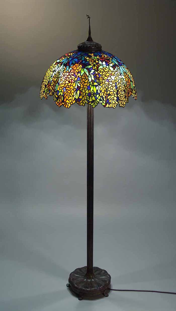 22" Laburnum Tiffany floor lamp #1539 on Junior Floor bronze lamp base #37922" Laburnum Tiffany floor lamp #1539 on Junior Floor bronze lamp base #379