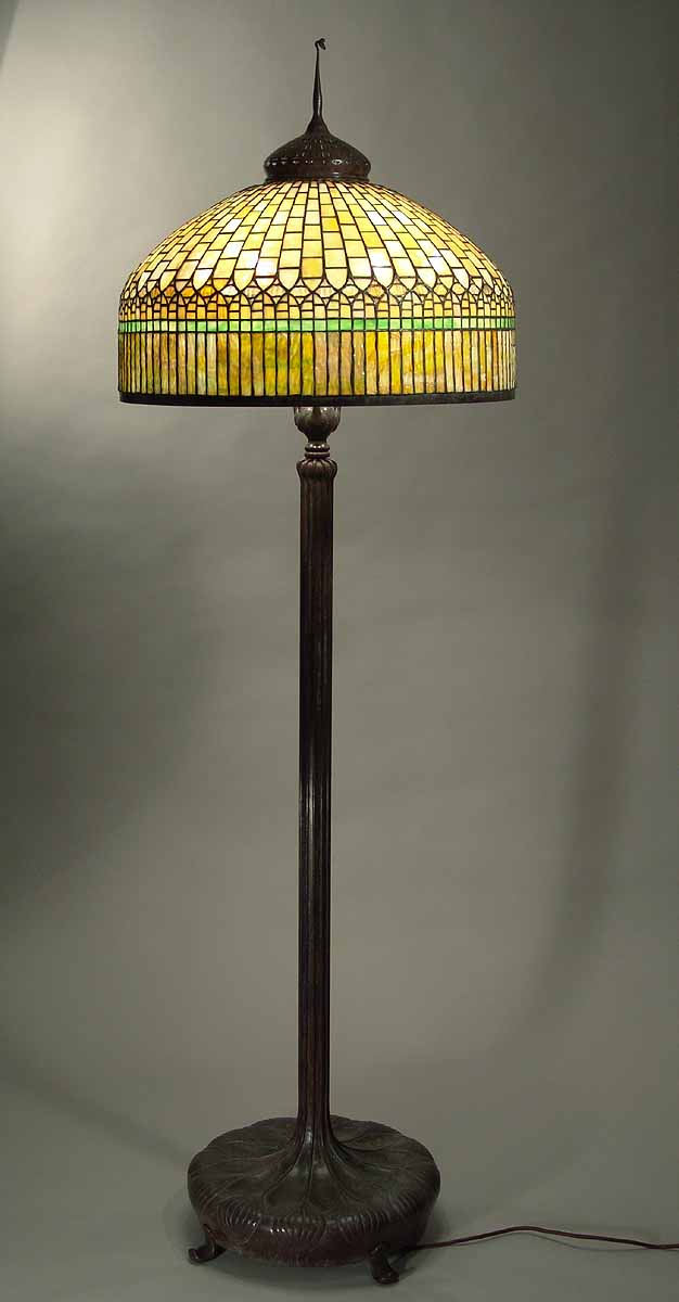 24 1/2" Standard Geometric lamp #1506 (Curtain border) & Senior floor bronze lamp base #376