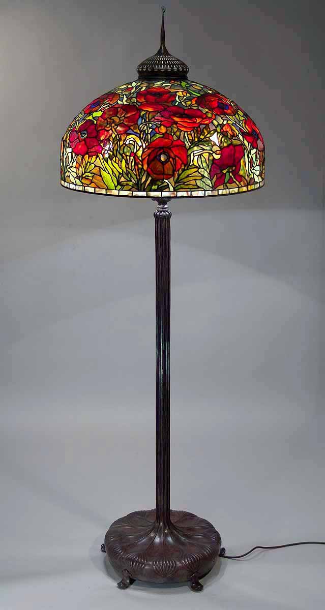 26" Oriental Poppy Tiffany Floor lamp #1902 & Senior Floor base #376