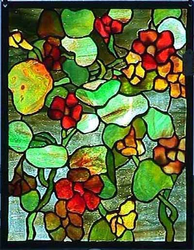 Nasturtium Tiffany Leaded Glass Tiffany Panel