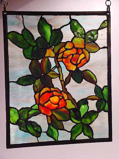 Roses Tiffany Leaded Glass Tiffany Panel