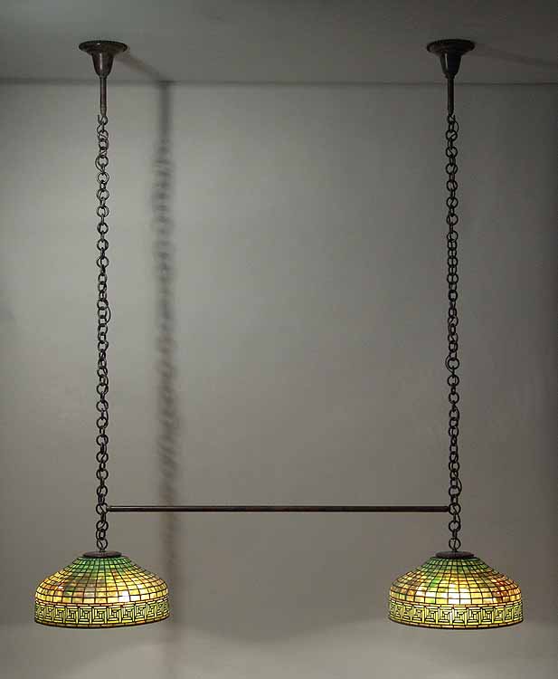 16" GREEK KEY Pool Table Tiffany hanging Lamps #1444