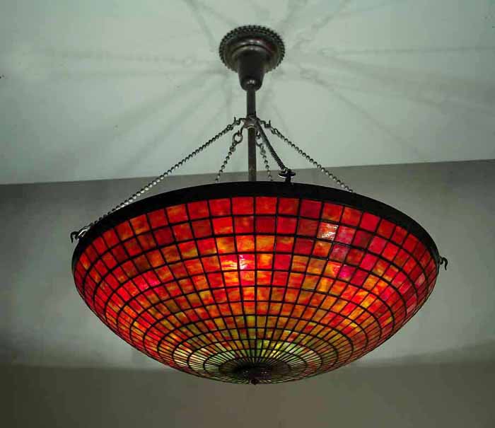 24" Parasol leaded glass and Bronze Tiffany Chandelier #1520