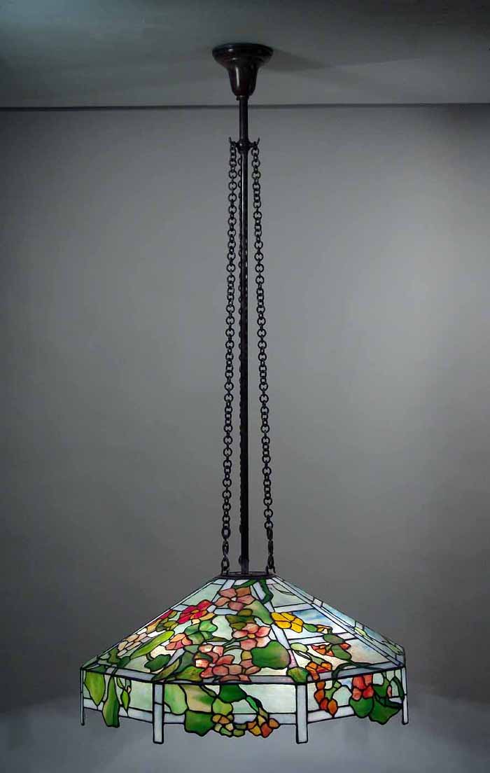 The 25" Nasturtium Trellis Tiffany hanging lamp #607 grey