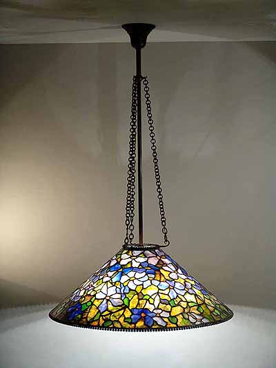 28 INCH  CLEMATIS TIFFANY HANGING LAMP CHANDELIER