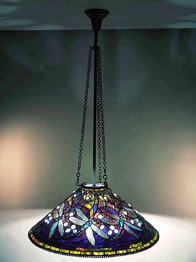 28 Inch Swirling Dragonfly Tiffany hanging Lamp