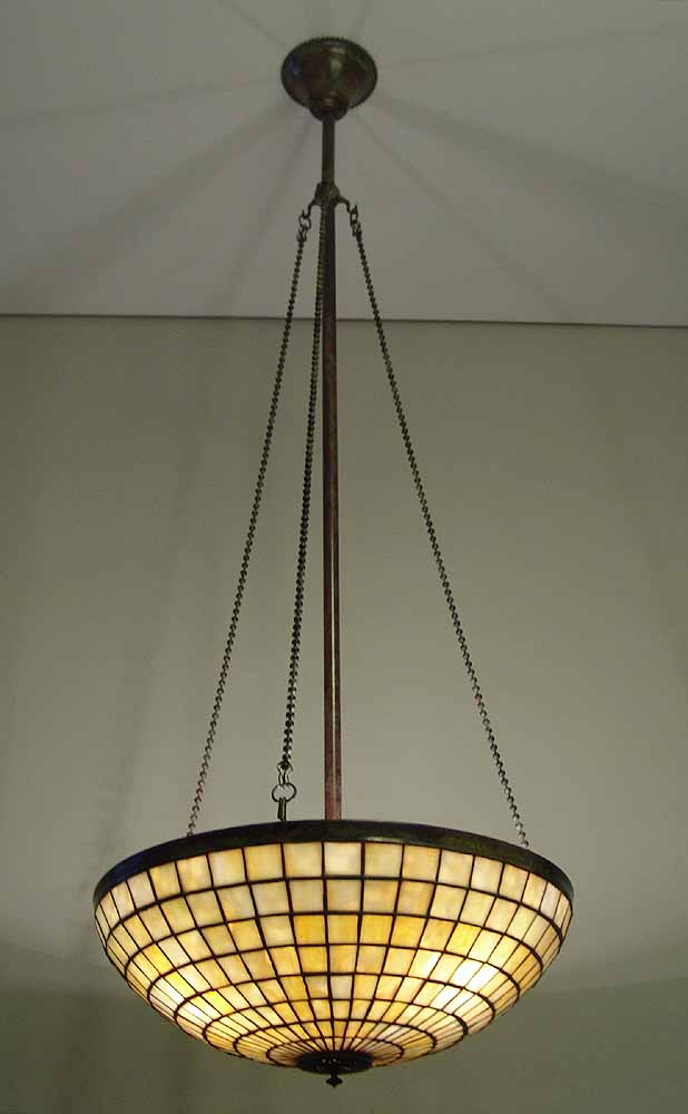16" Parasol  leaded glass and Bronze Tiffany Chandelier