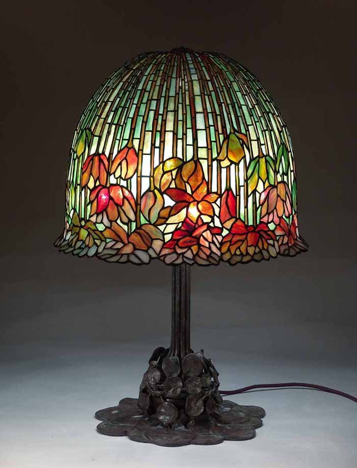 18" Flowering Lotus Lamp #344 & Bronze Tiffany lamp base #344