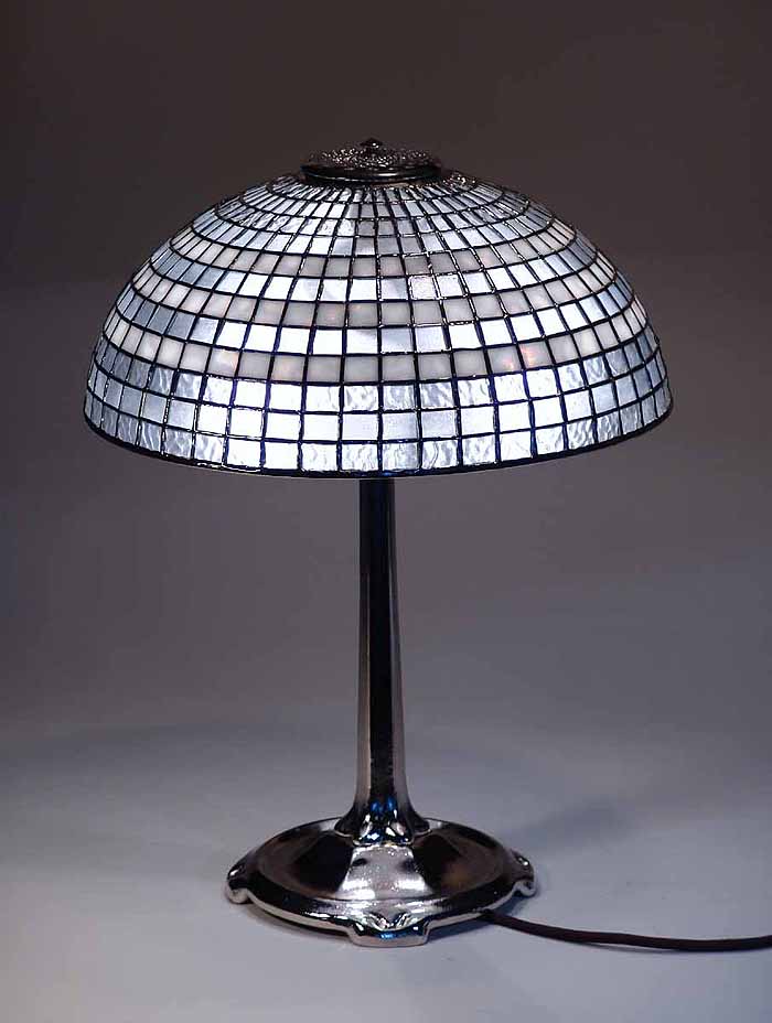 16" Geometric Tiffany Lamp Nickel Plated  TCO 1  Design of Dr. Grotepass Studios