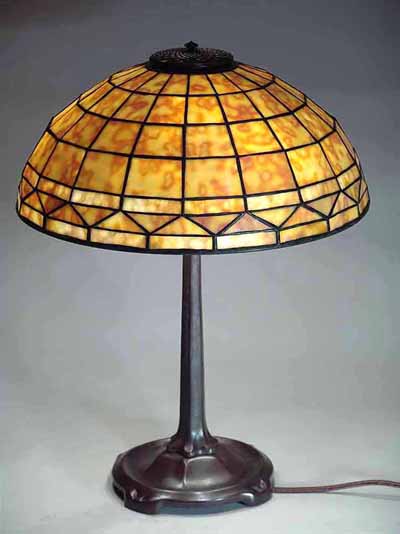 #1901 Tiffany lamp leaded glass and bronze