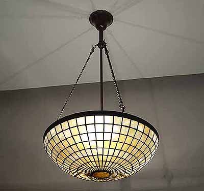 16" Parasol leaded Glass chandelier w/ Turtleback tile