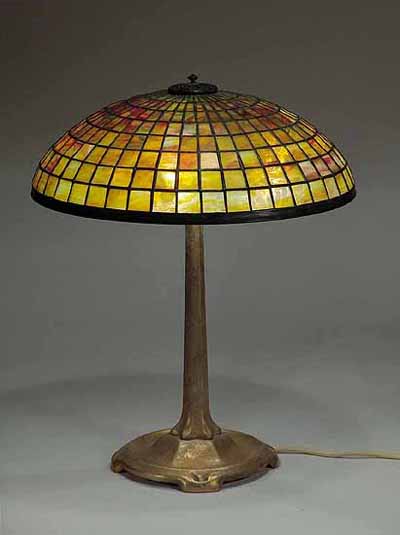 16" Parasol leaded Glass and Bronze lamp