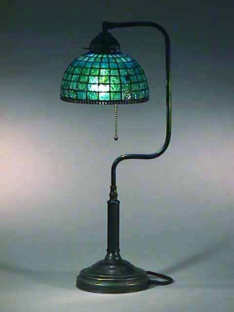 LEADED GLASS AND BRONZE TIFFANY LAMP