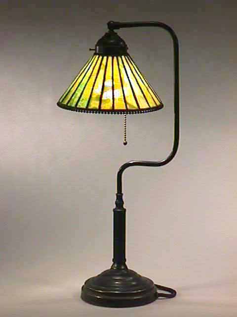 LEADED GLASS AND BRONZE TIFFANY LAMP