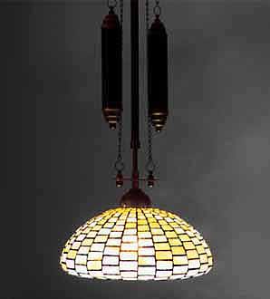 11" TIFFANY STYLE LEADED GLASS CHANDELIER