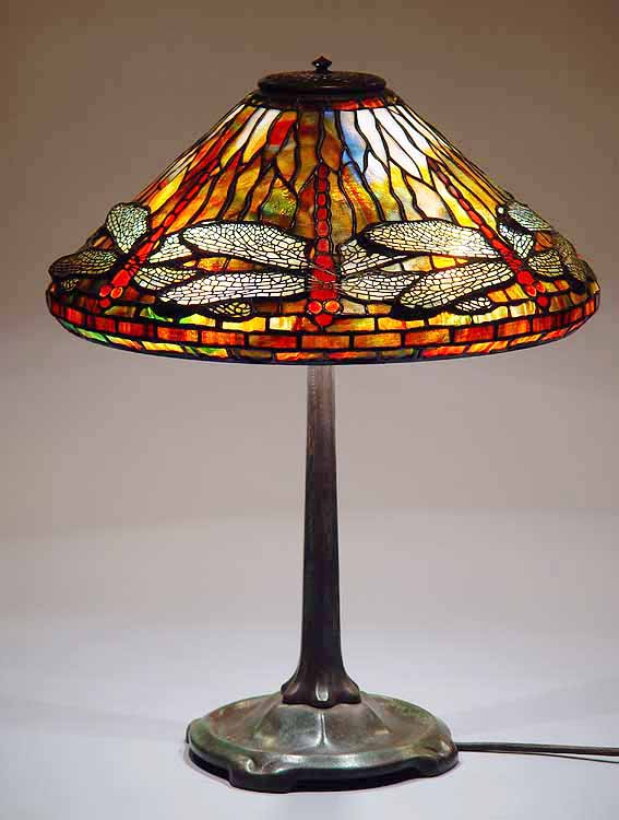 16" Dragonfly Tiffany Lamp #1462 & small Stick base #533