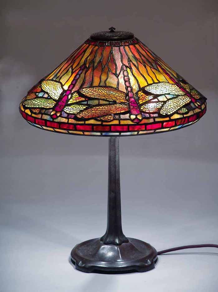 16" Dragonfly Tiffany Lamp #1462 & small Stick base #533