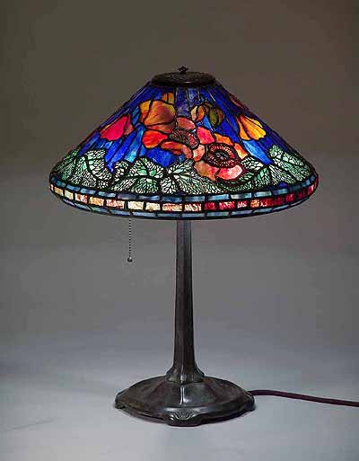 16" POPPY TIFFANY TABLE LAMP DESIGN OF TIFFANY STUDIOS NEW YORK