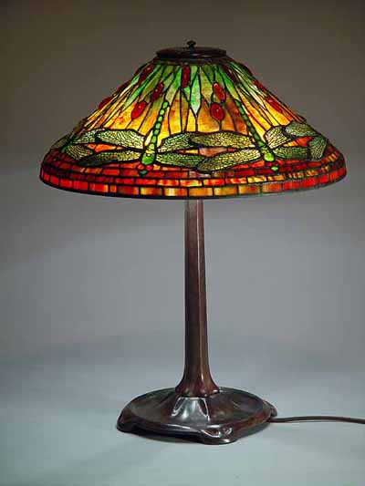 20" Dragonfly Tiffany table lamp on a large Stick base
