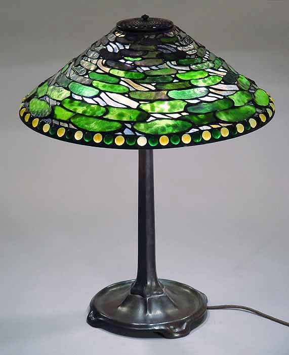 20" Lilypad Tiffany Lamp #1520 & Large Stick bronze base #531
