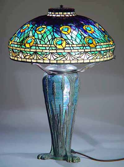 18" Peacock Tiffany Lamp