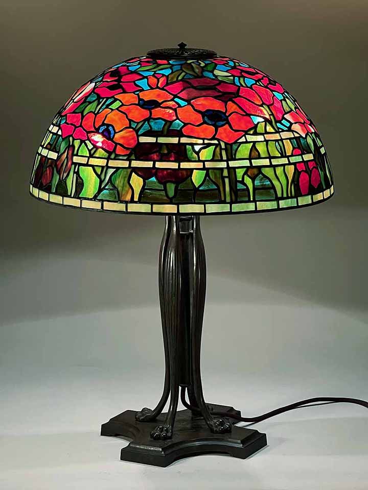 Leaded Glass and Bronze table lamp 24" Fruit # 1519 Design of Tiffany Studios New York